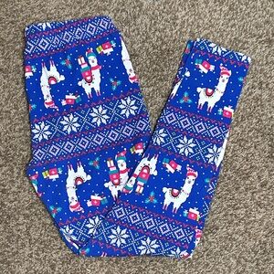 No Boundaries Festive Blue Llama Leggings